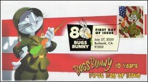 20-205, 2020, SC 5503, Bugs Bunny, First Day Cover, Digital Color Postmark, 80th