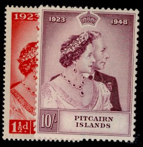 PITCAIRN ISLANDS GVI SG11-12,  1949 ROYAL SILVER WEDDING set, LH MINT. Cat £41.