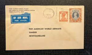 1947 Calcutta GPO India First Flight Cover to Gander Newfoundland Pan American