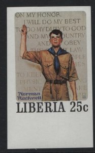 LIBERIA, 856i  MNH IMPERF,  SCOUTING, NORMAN ROCKWELL
