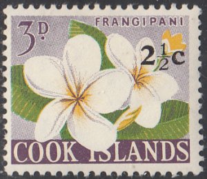 Cook Islands 1967 MH Sc #181 2 1/2c on 3p Frangipani flower Variety