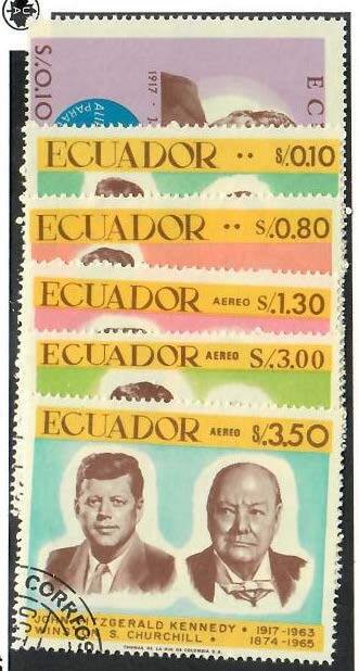 Ecuador;  Scott 764, 764A-764E; 1967; Precanceled; NH; Complete Set; JFK