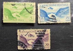 Stamp US Canal Zone Air Mail AP1 C7, C10 & C11 Gaillard Cut used