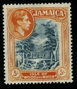 JAMAICA SG132 1938 5/= SLATE-BLUE & YELLOW-ORANGE p14 MTD MINT