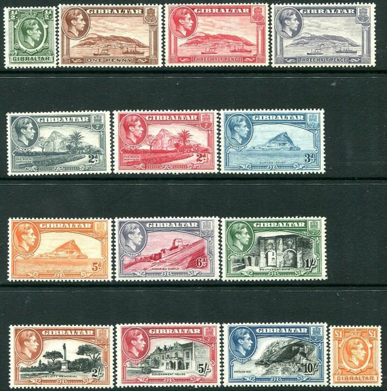 GIBRALTAR-1938-51 Set to £1 Sg 121-131 Fine Mint (Majority Unmounted)  V30164