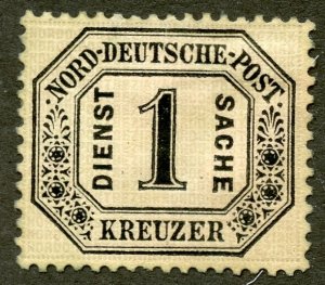 North German Confederation Scott O6 Unused HNG - 1870 1kr Official - SCV $32.50