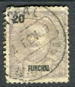 PORTUGUESE FUNCHAL;  1897 early classic Carlos issue used 20r. Postmark