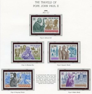 VATICAN CITY 1994 COMPLETE YEAR SET STAMPS MINT NH & BOOKLET ON WHITE ACE  PAGES