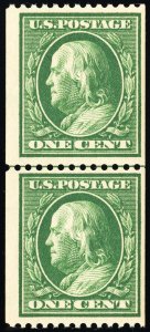 US Stamps # 385 MNH F-VF Line Pair Scott Value $1,000.00