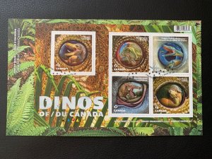 canada scott 2923 souvenir sheet FDC - Dinos of Canada - 2016 - Dinosaurs