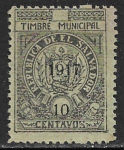 EL SALVADOR 1917 10c ARMS Municipal Revenue Ross M200 MNGAI