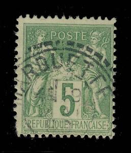 FRANCE - 1899 CAD FACTEUR-BOÎTIER T.1884  MARQUETTE / NORD  sur N°102 5c SAGE