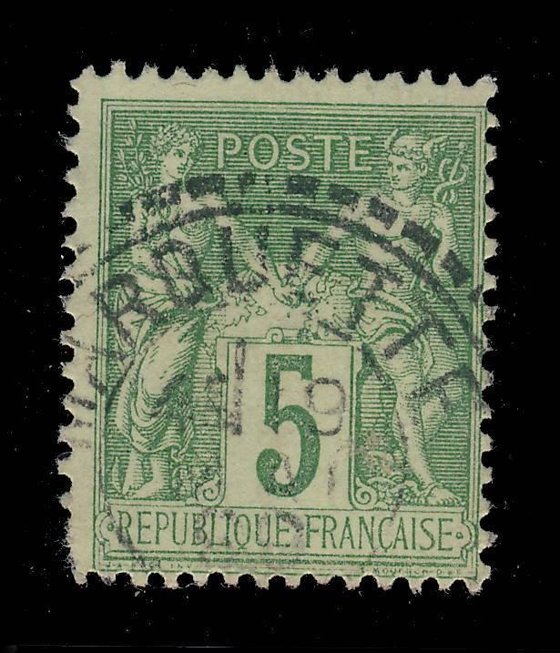 FRANCE - 1899 CAD FACTEUR-BOÎTIER T.1884  MARQUETTE / NORD  sur N°102 5c SAGE