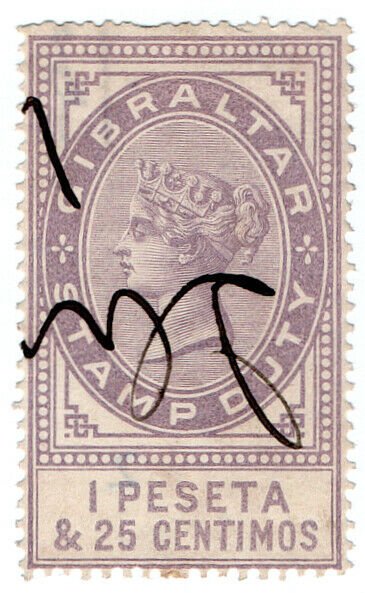 (I.B) Gibraltar Revenue : Duty Stamp 1P 25c