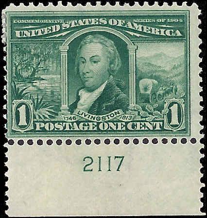 323 Mint,OG,H... SCV $22.50... Plate# Single