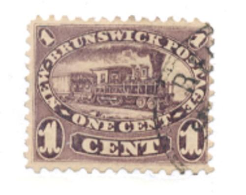 New Brunswick Sc 6 1860 1 c locomotive stamp used