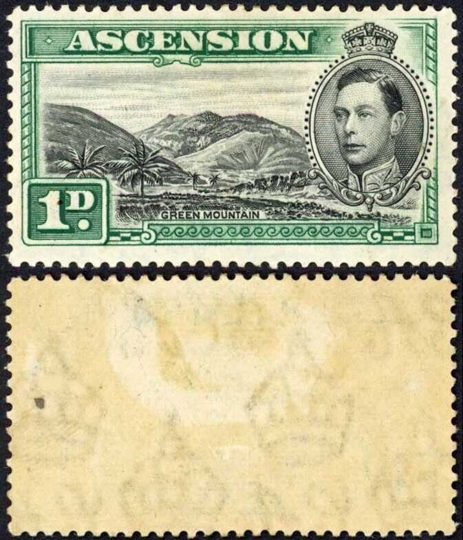 Ascension SG39 KGVI 1d Black and Green M/M (part gum) Cat 42 pounds