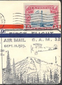 Doyle's_Stamps: 1929 Washington First Flight/Hotel Cover, Scott #C11