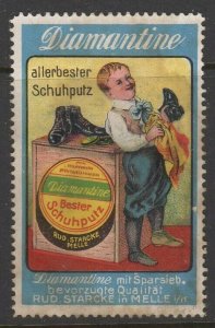 Germany Diamantine Shoe Polish Boy with Shoe Advertising Stamp NG  -AL