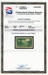 US SCOTT #617-619 MINT-SUPERB-OG-NH GRADED 98 W/ PSE CERTS SMQ $590 (6/15/23 GP)