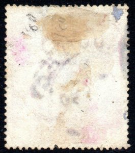 1883 Sg 180 5s rose 'DB' (white paper) Good Used London Hooded Circle Cancel