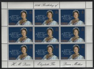 Bermuda 1980 MNH Sc 401 25c Queen Mother's 80th Birthday Sheet of 9