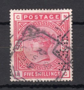 QUEEN VICTORIA 5/- USED WITH 'H S B' PERFIN
