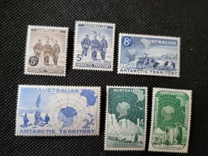 Australian Antarctic Territory, Early issues full set of 6, MLH, SCV$9.50