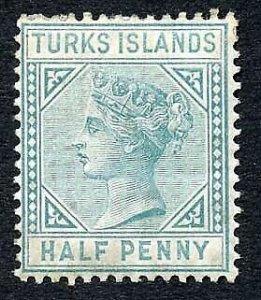 Turks and Caicos SG53 1/2d Blue-green M/M Cat 28 pounds