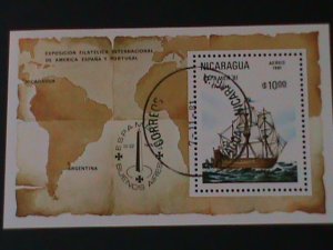 ​NICARAGUA-1981- WORLD STAMPS SHOW- EPAMER'81 CTO S/S -VF FANCY CANCEL