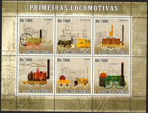 Sao Tome and Principe 2007 First Trains Locomotives sheet MNH