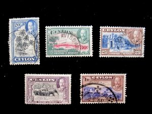 CEYLON - SCOTT# 270-274 - SS - USED - CAT VAL $31.50