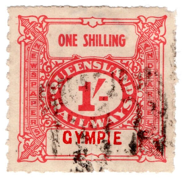 (I.B) Australia - Queensland Railways : Parcel Stamp 1/- (Gympie)