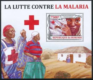 BURUNDI 2013 SHEET bur13207b CONTRE LA MALARIA RED CROSS