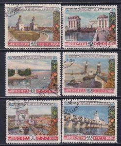 Russia 1953 Sc 1666-71 Volga-Don River Canal Lock Lighthouse Stalin Stamp CTO