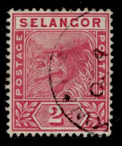 MALAYSIA - Selangor QV SG50, 2c rose, VERY FINE USED.