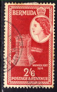 Bermuda 1953 - 62 QE2 2/-6d Scarlet used SG 147 ( J1279 )