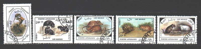 Afghanistan. 1987. 1567-71. Mouse fauna. USED.