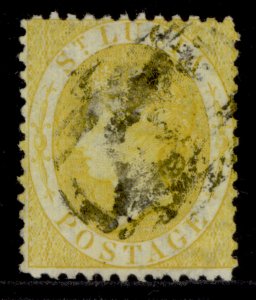 ST. LUCIA QV SG12c, 4d chrome-yellow, FINE USED. Cat £42.