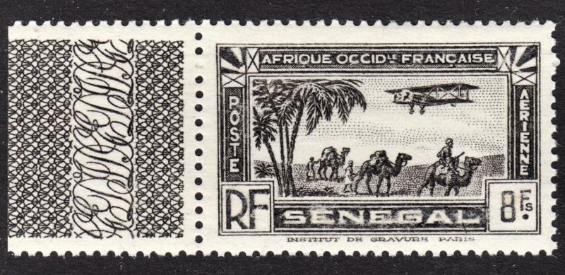 Senegal Scott C11 F to VF mint NH. Lathework in selvedge. Lot #B.  FREE...