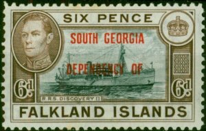 South Georgia 1945 6d Blue-Black & Brown SGB6a Fine LMM