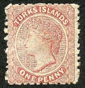 Turks and Caicos Is SG1 1d Dull Rose no Wmk M/M Cat 65 pounds