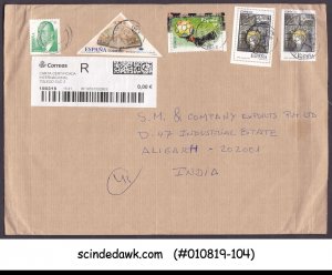 SPAIN - 2019 REGISTERED ENVELOPE TO INDIA WITH 5-STAMPS