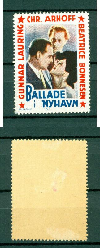 Denmark. Poster Stamp. MLH. Palladium # 1.Movie  Trouble in Nyhavn