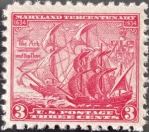 Scott #736 1934 3¢ Maryland Tercentenary MNH OG crease