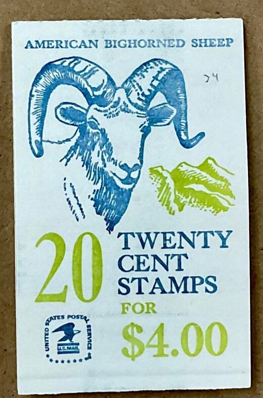 BK 142a 20 cent Bighorn Sheep Booklet  MNH Complete Booklet of 20 Type 11