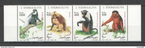 1994 Somalia Monkeys Primates Animals #520-523 Michel 8,5 Euro ** Nw1515