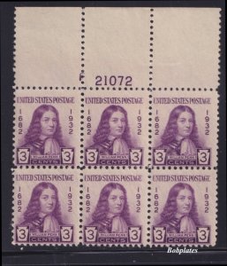 BOBPLATES US #724 Penn Full Top Plate Block F21072 F-VF NH SCV= $12.5