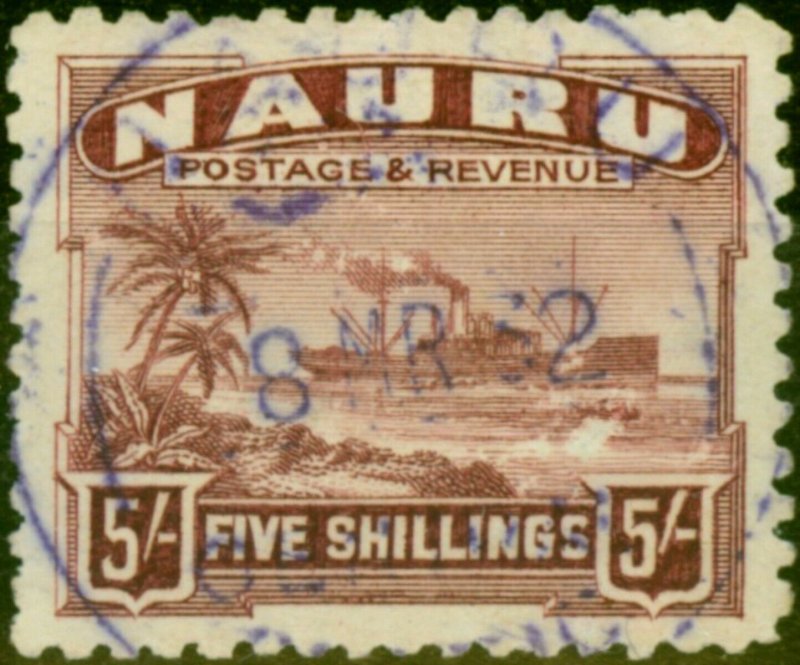 Nauru 1924 5s Claret SG38A Fine Used 