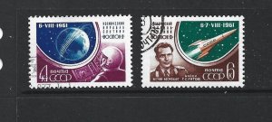 RUSSIA - 1961 MANNED GLOBAL SPACE FLIGHT - SCOTT 2509 TO 2510 - USED